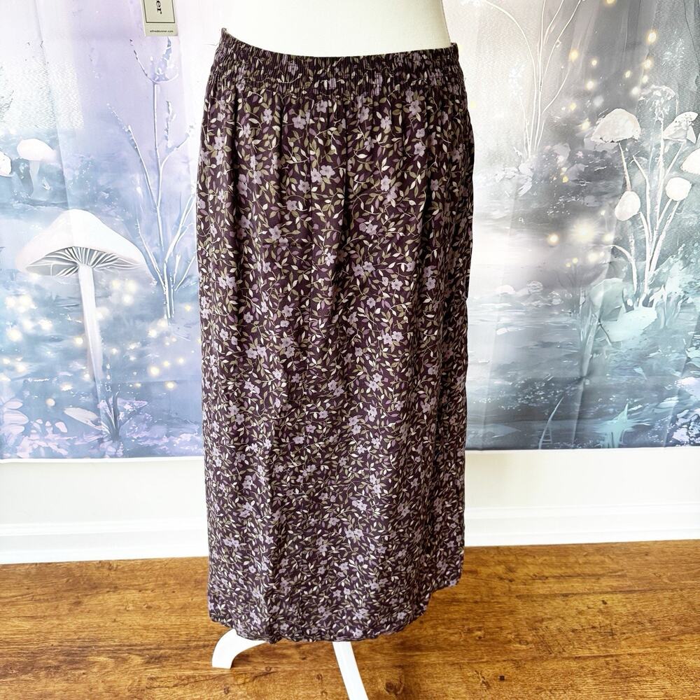 VTG 90s Y2K Sag Harbor Purple Floral Maxi Skirt Medium Forest Fairy Cottage